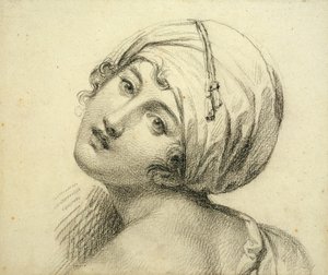 Portrett av Emma (ca. 1765-1815) Lady Hamilton (svart kritt på papir) av Jean Baptiste Joseph Wicar