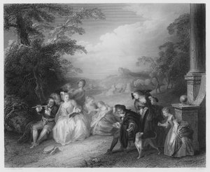 Fløytespilleren av Jean Baptiste Joseph after Pater