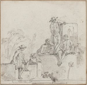 Figurer som sitter rundt en fontene av Jean-Baptiste Lallemand
