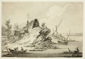 Rustikk kystscene av Jean Baptiste Le Prince