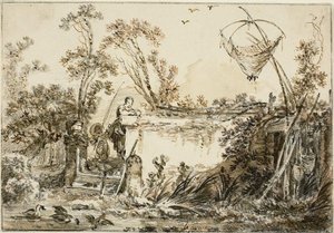 Studie for Frontispice, for Varie Vedute del Gentile av Jean Baptiste Le Prince