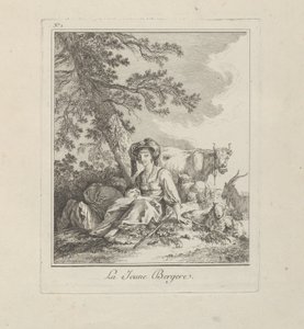 The Young Shepherdess, plate to fra Miscellaneous Clothing of the Northern Peoples av Jean Baptiste Le Prince