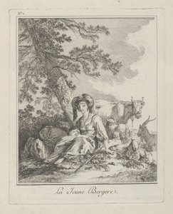 The Young Shepherdess, plate to fra Miscellaneous Clothing of the Peoples of the North, 1765 av Jean Baptiste Le Prince
