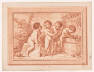 Fire putti med en vintønne La Vendange (tittel på objekt) av Jean Baptiste Lucien
