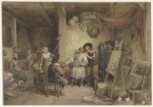 Adriaen Brouwer med sin elev J. van Craesbeek av Jean Baptiste Madou