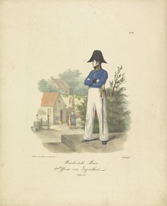 Helseoffiser, 1820-1825 nederlandsk hær. 1. helseoffiser Militære kostymer fra kongeriket Nederland. Dedikert til Hans eksellens Willem van Bylandt (serietittel på objekt)