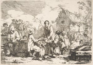Village Market Place Village Market, 1700-tallet. av Jean Baptiste Marie Pierre