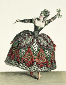 Costume for a Fury in Iphigenia in Tauris og flere andre operaer, gravert av Rene Gaillard (ca. 1710-90) ca. 1780 av Jean Baptiste Martin