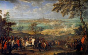 Krig fra Augsburgs forbund (1689-1697): "" Erobringen av byen Mons av Ludvig XIV (1638-1715) den 9.04.1691"" Maleri av Jean Baptiste Martin den eldre (1659-1735) Søn. 2,6x3,2 m