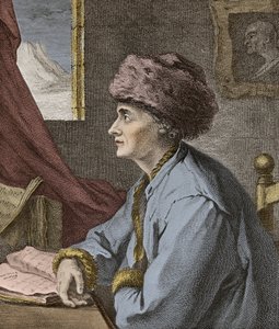 Jean Jacques Rousseau fransk forfatter og filosof ved Neufchatel i 1765 gravert av JB Michel - Portrett av Jean-Jacques Rousseau (Jean Jacques) ved Neuf Chatel i 1765 gravering av JB Michel av Jean Baptiste Michel