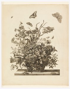 Tallerken 10, fra sett med blomster i en kurv av Jean Baptiste Monnoyer