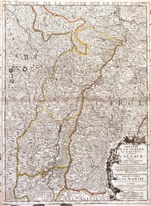 Kart over Alsace (Frankrike) (Gravering av Jean Baptiste Nolin