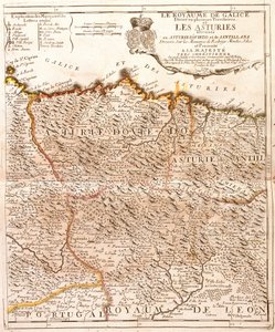 Kart over Asturias (Spania) (Gravering av Jean Baptiste Nolin