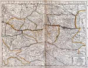 Kart over Østerrike (Gravering av Jean Baptiste Nolin