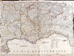 Kart over Dauphine og Provence (Frankrike) (Gravering av Jean Baptiste Nolin