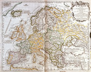 Kart over Europa av Jean Baptiste Nolin