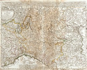 Kart over Lombardia (Italia) (Gravering av Jean Baptiste Nolin