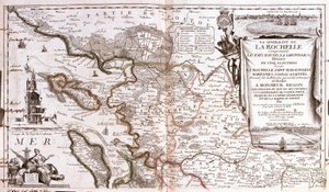 Kart over Poitou Charentes (Frankrike) (Gravering av Jean Baptiste Nolin