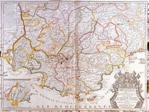 Kart over Provence (Frankrike) (Gravering av Jean Baptiste Nolin
