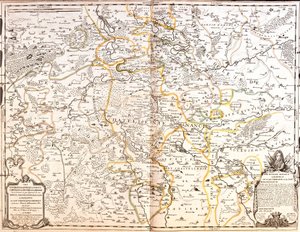 Kart over området i Nancy (Frankrike) (Gravering av Jean Baptiste Nolin