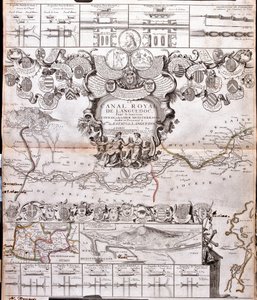 Kart over Canal du Midi, med sine akvedukter (gravering av Jean Baptiste Nolin