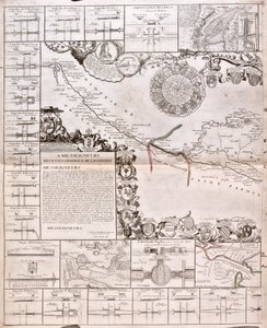 Kart over Canal du Midi, med sine akvedukter (gravering av Jean Baptiste Nolin
