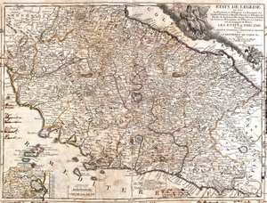 Kart over kirkens territorier i Italia (radering av Jean Baptiste Nolin
