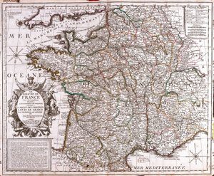 Kart over kongeriket Frankrike (Gravering av Jean Baptiste Nolin
