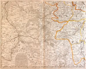 Kart over den sørvestlige delen av Ile de France av Jean Baptiste Nolin