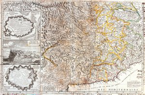 Kart over de sørlige territoriene til hertugen av Savoy, i Italia (Gravering av Jean Baptiste Nolin