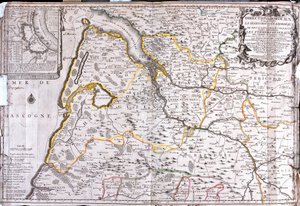 Kart over området rundt Bordeaux (Frankrike) (Gravering av Jean Baptiste Nolin