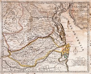 Kart over området Padua og Polesine (Italia) (Gravering av Jean Baptiste Nolin