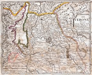 Kart over territoriet til Verona (Veneto, Italia) (radering av Jean Baptiste Nolin