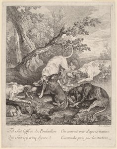 En rev angrepet av hunder av Jean Baptiste Oudry