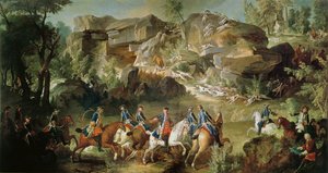 Jakt i Fontainebleau-skogen ved Franchard av Jean Baptiste Oudry