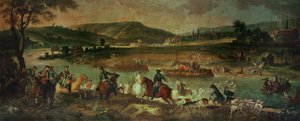 Stag Hunt in the Oise in Sight of Compiegne, nær Royallieu, 1737 av Jean Baptiste Oudry
