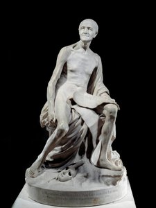 Francois-Marie Arouet dit Voltaire nu (1694-1778) Marmorskulptur av Jean-Baptiste Pigalle (1714-1785) 1776 Søn. 1,5 m Paris, Louvre-museet