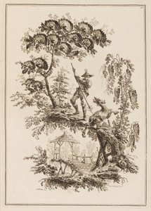 Plate 10, fra "Suite of Twelve Fishermen and Hunters" av Jean Baptiste Pillement