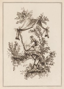 Plate 5, "Suite av tolv fiskere og jegere" av Jean Baptiste Pillement