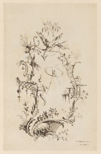 Plate 6, "En ny bok med kinesiske ornamenter" av Jean Baptiste Pillement