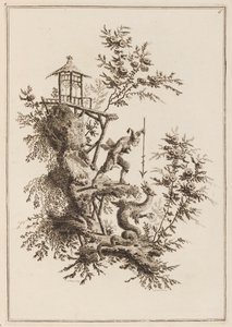 Plate 6, "Suite av tolv fiskere og jegere" av Jean Baptiste Pillement