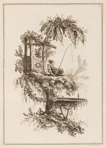 Plate 7, "Suite av tolv fiskere og jegere" av Jean Baptiste Pillement