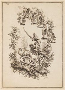 Plate 8, "Suite av tolv fiskere og jegere" av Jean Baptiste Pillement