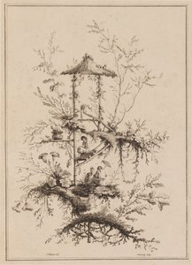 Tallerken fra et sett med Chinoiserie-representasjoner av Jean Baptiste Pillement