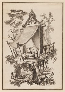 Tre figurer under teltet av Jean Baptiste Pillement
