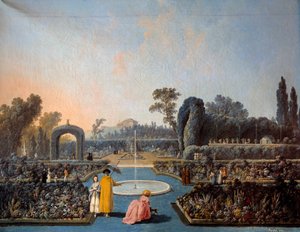 Utsikt over hagene i Benfica i Lisboa Maleri av Jean Pillement (1728-1808) 1785 Paris, dekorativ kunst