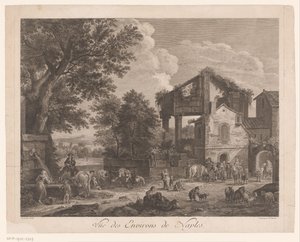 Utsikt over omgivelsene til Napoli Vüe ​​​​des Environs de Naples (tittel på objekt) av Jean Baptiste Racine