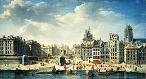 Et torg ved bredden av Seinen i Paris av Jean Baptiste Raguenet