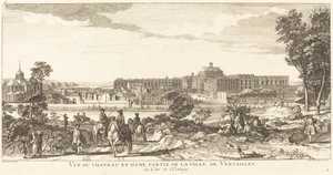 Utsikt over Chateau og en del av byen Versailles av Jean Baptiste Rigaud