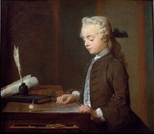 Boy with a Spinning-Top (eller Child with a Teetotum) - olje på lerret av Jean Baptiste Simeon Chardin